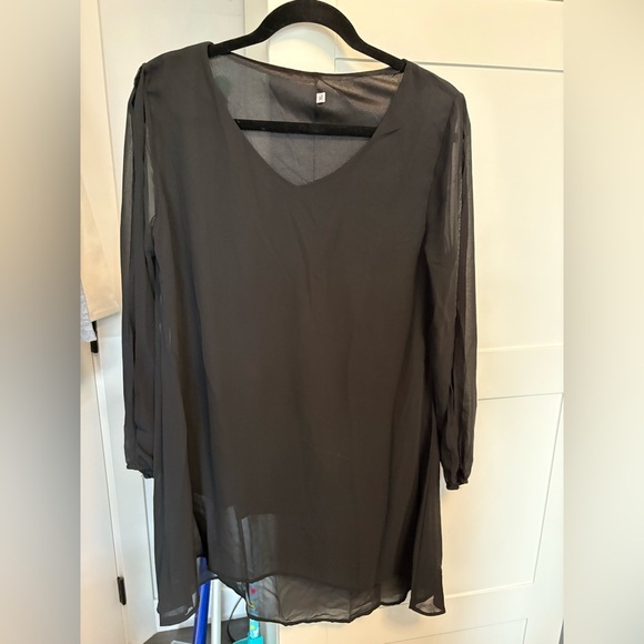 Sheer Black Long Sleeve Blouse - Picture 1 of 3
